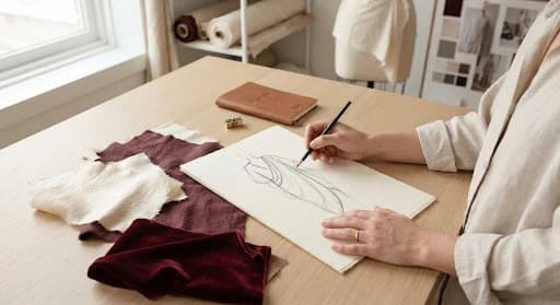 Designer sketching a modest garment